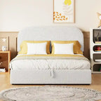 Elegant Upholstered Platform Bed with Curved Headboard