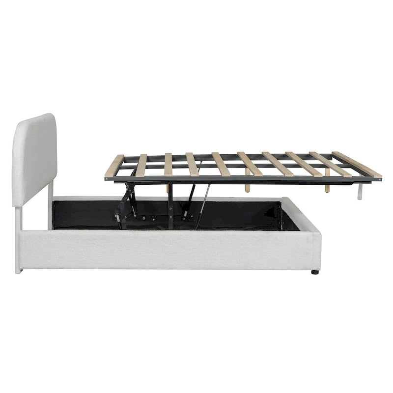 Elegant Upholstered Platform Bed with Curved Headboard