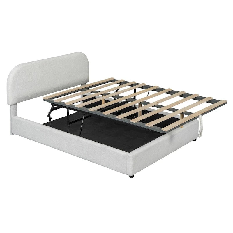 Elegant Upholstered Platform Bed with Curved Headboard