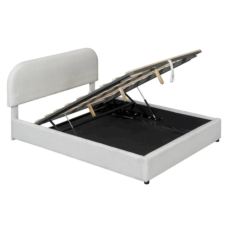 Elegant Upholstered Platform Bed with Curved Headboard